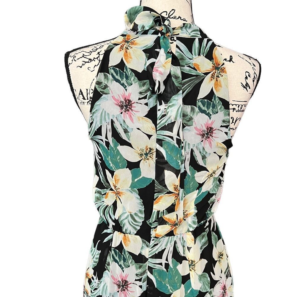 Julia Jordan Floral halter chiffon midi dress Ladies size 2 Black multi - Picture 4 of 8